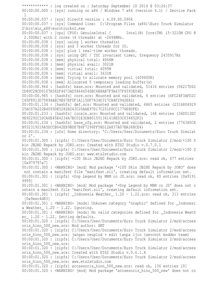 Euro Truck Simulator 2 Log File | PDF | Zip (File Format) | Thread ...