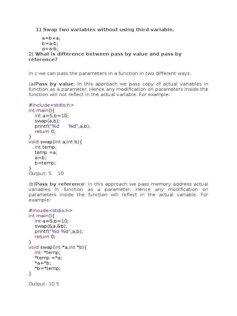 A B+a B A-B A A-B 2) : 1) Swap Two Variables Without Using Third ...