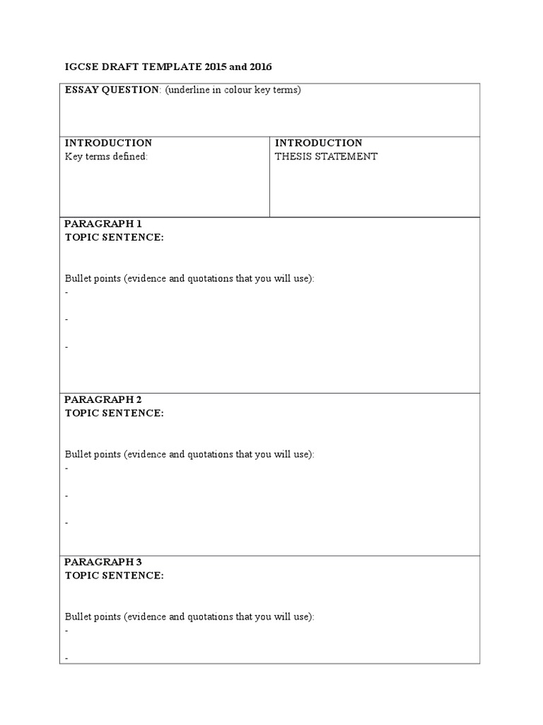 Igcse Draft Template 2015 and 2016 ESSAY QUESTION: (Underline in Colour ...