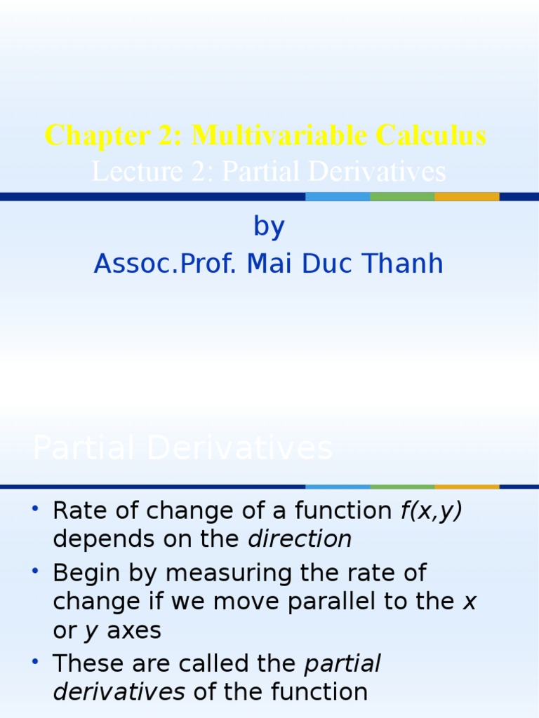 First and Second Partial Derivatives | PDF | Derivative | Slope