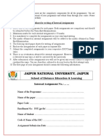 Guidelines For Writing of Internal Assignments
