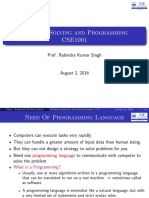 Problem Solving and Programming CSE1001: Prof. Rabindra Kumar Singh