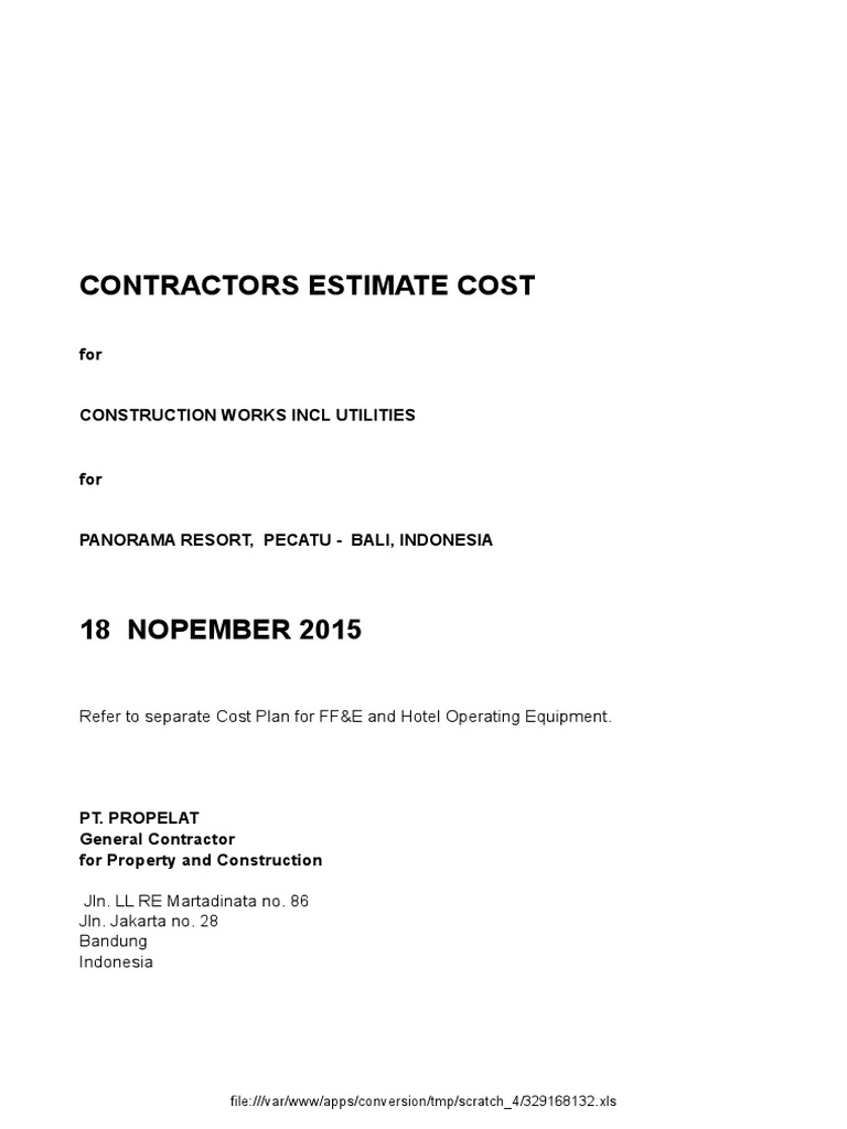 Contractora Estimate Cost Propelat Rap Masonry Concrete