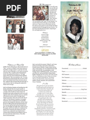 Judy Hill Funeral Program