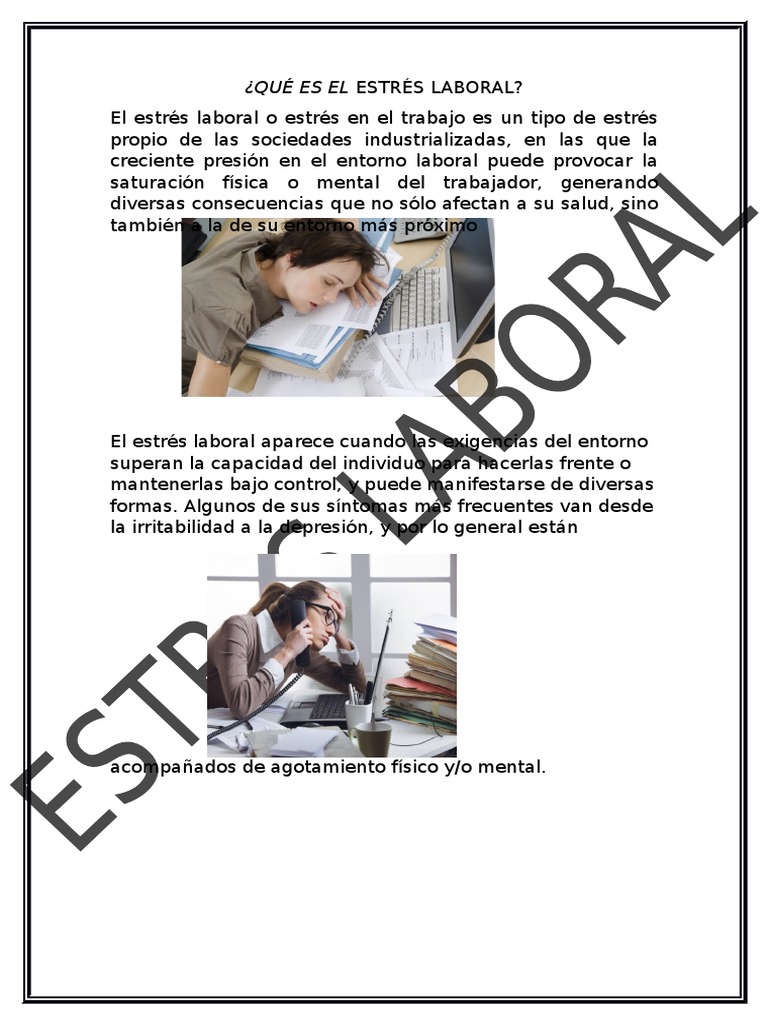 Qué Es El Estrés Laboral | PDF | Crecimiento personal y profesional ...