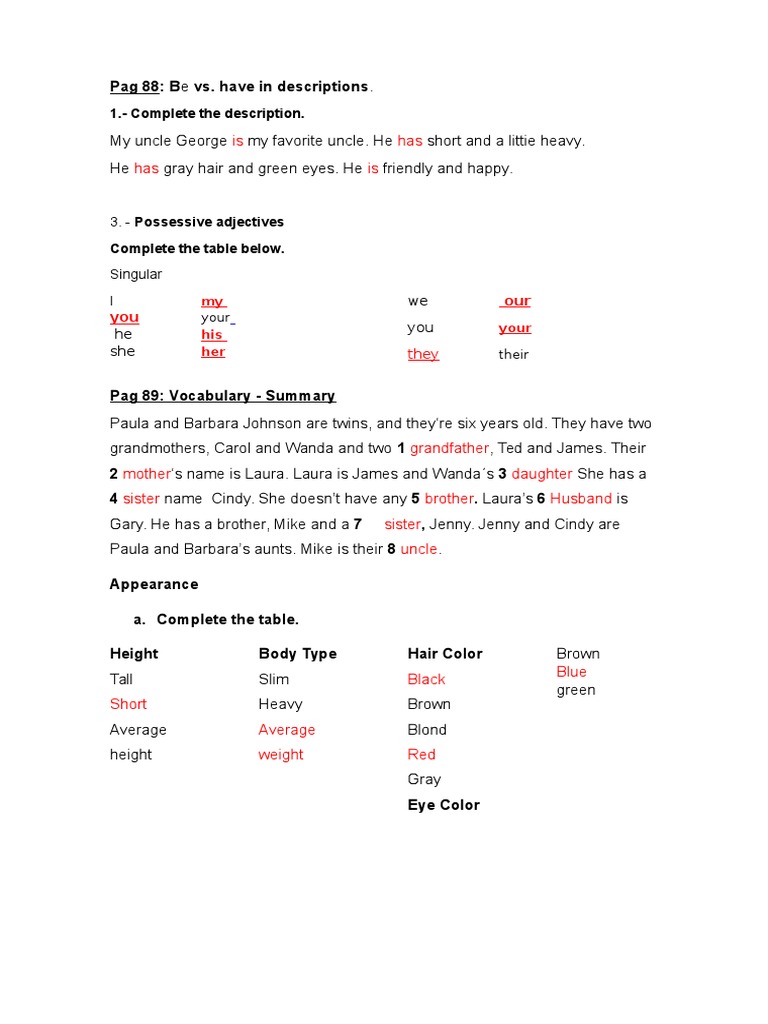 English Descriptive Grammar and Vocabulary Guide | PDF