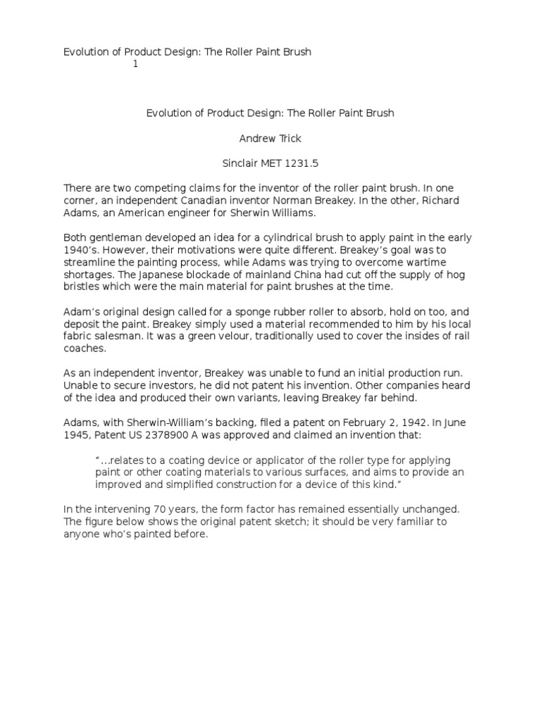 Design Process Paint Roller PDF Invention Paint