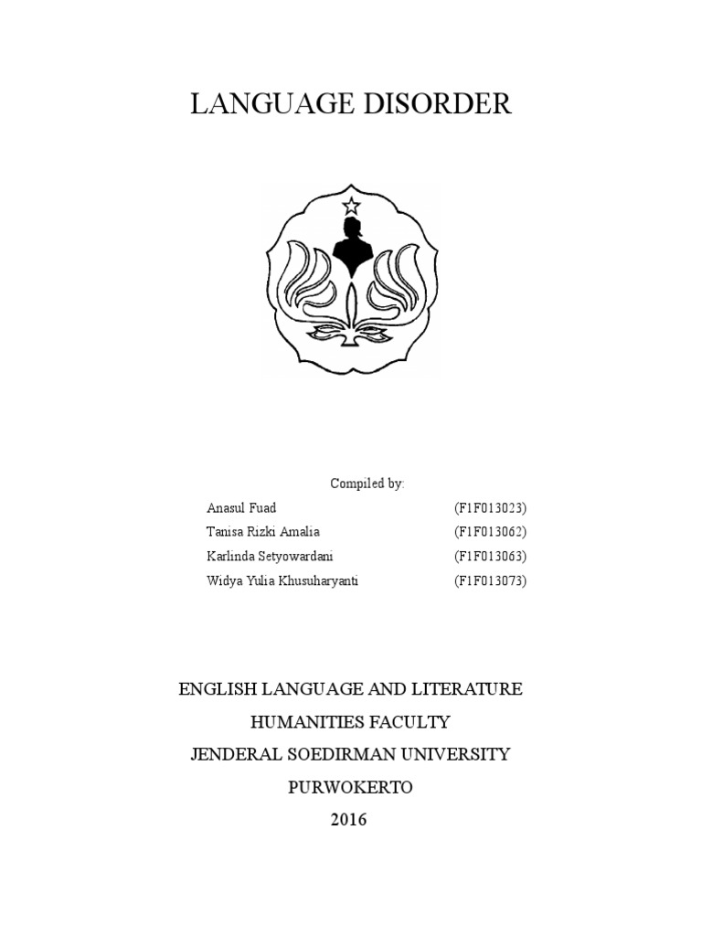 Language Disorder English Language and Literature Humanities Faculty