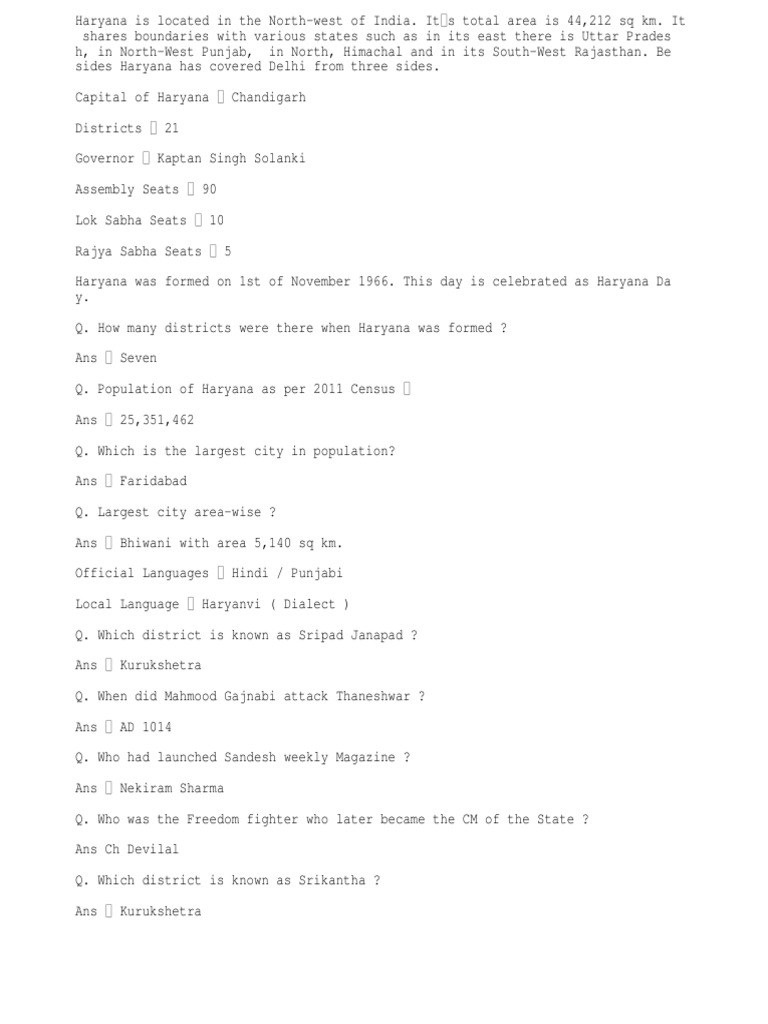 Haryana gk pdf languages