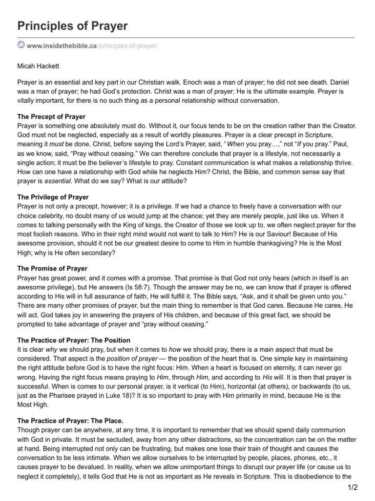 Essential Principles of Prayer | PDF | Prayer | God
