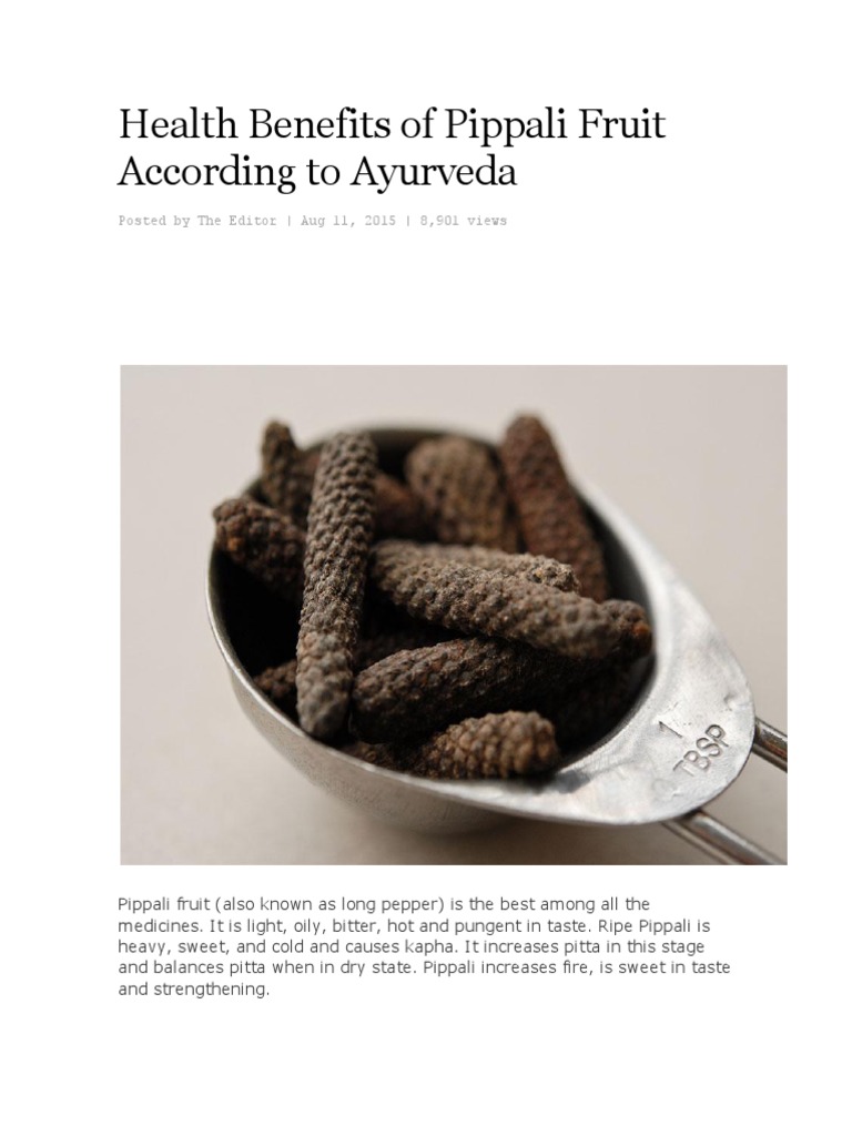 Health Benefits of Pippali Fruit According To Ayurveda PDF Ayurveda Ginger