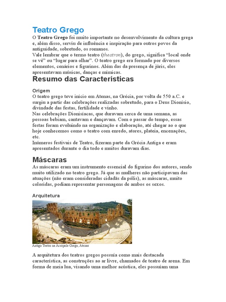 Origem do Teatro Grego | PDF | Tragédia | Comédia