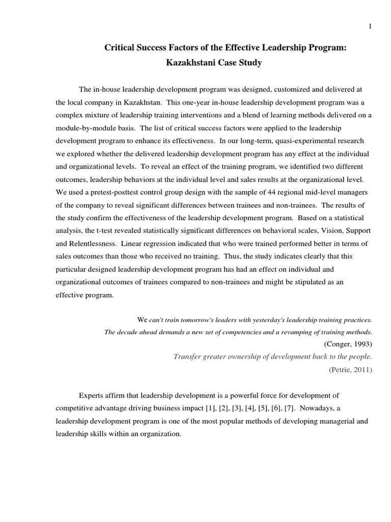 Critical Success Factors of The Effective Leadership Program ...