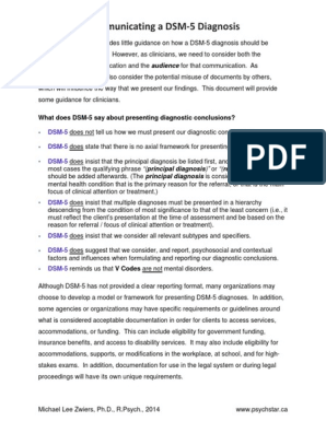 Writing DSM 5 Diagnosis, PDF, Dsm 5