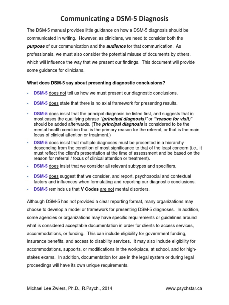 How To Write A Dsm Diagnosis