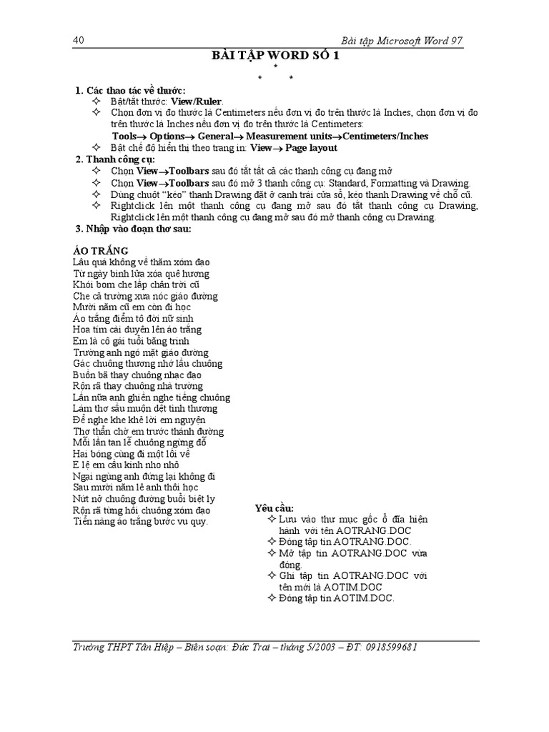 Bai Tap Word | PDF
