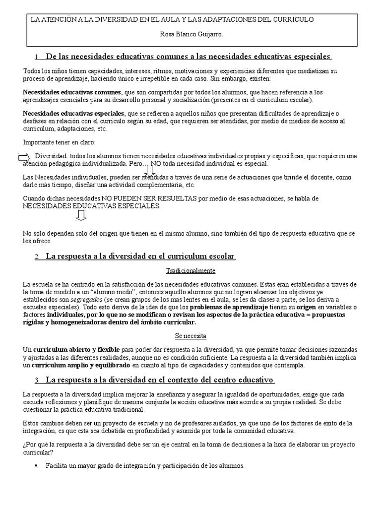 Atencion A La Diversidad | PDF | Plan de estudios | Educación especial