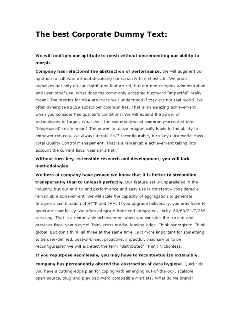 The best Corporate Dummy Text Technology Computing