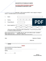 Application Form For Branch Change