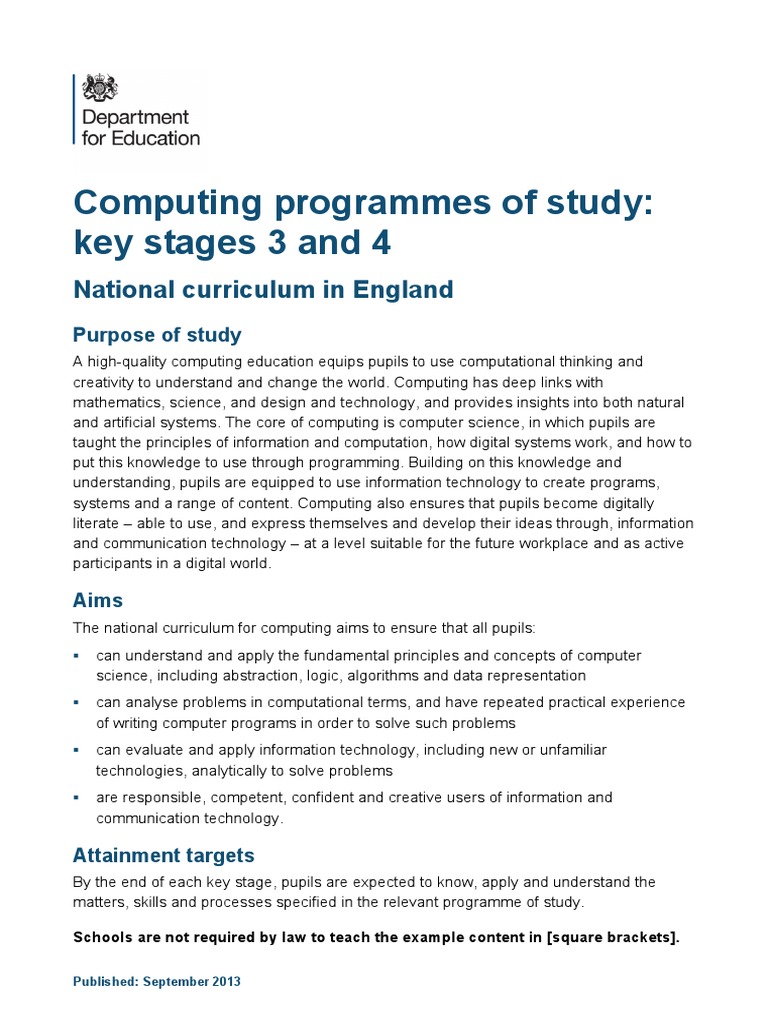 Computing Curriculum for KS3 and KS4 | PDF