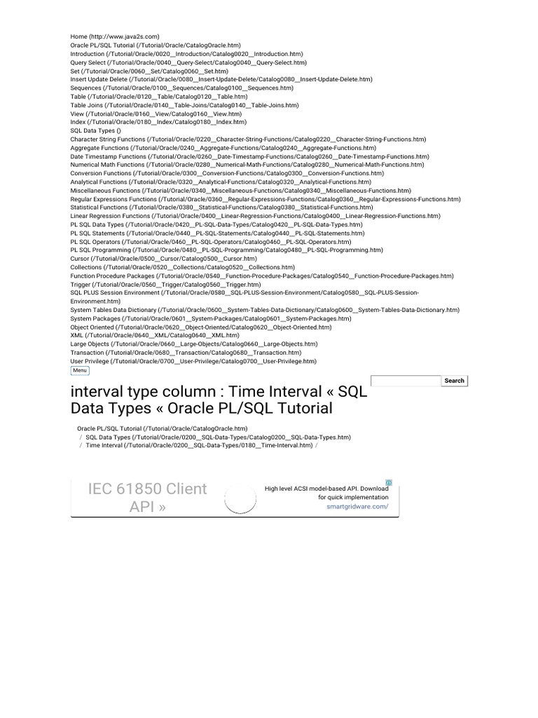 Interval Type L | PDF | Pl/Sql | Sql