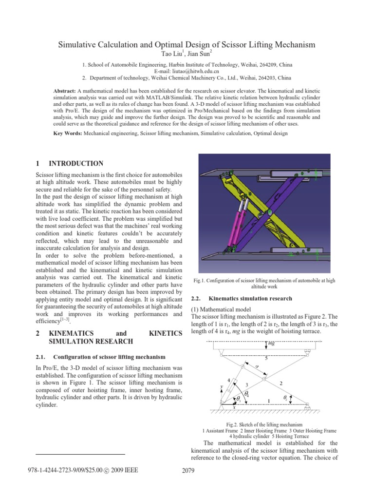 Simulative Calculation and Optimal Design of Scissor Lift Mechanism PDF