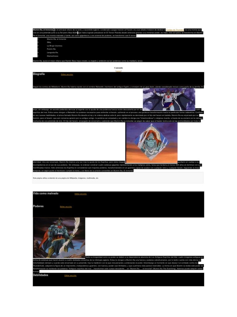 Mumm-Ra: El Villano Inmortal | PDF | faraón | Antiguo Egipto