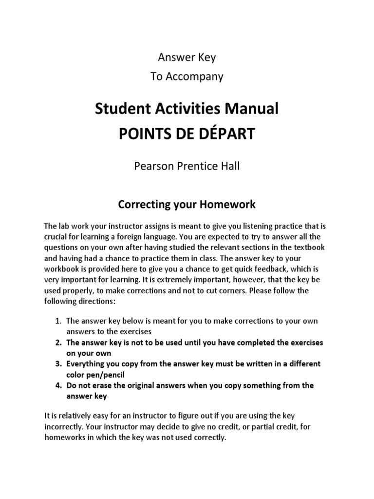 Points de Depart Answer Key | PDF | Self-Improvement