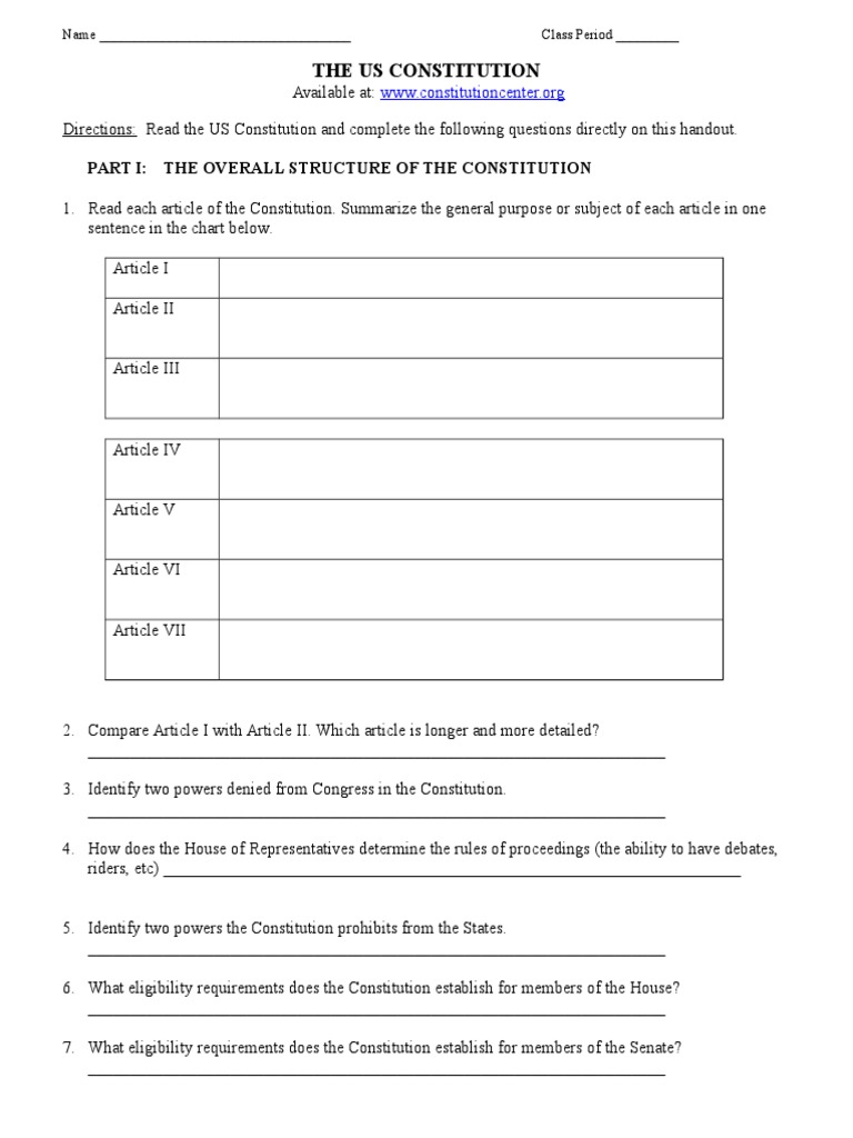 us constitution assignment