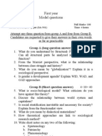 First Year Model Questions: Group A (Long Question Answer) 3×20 60