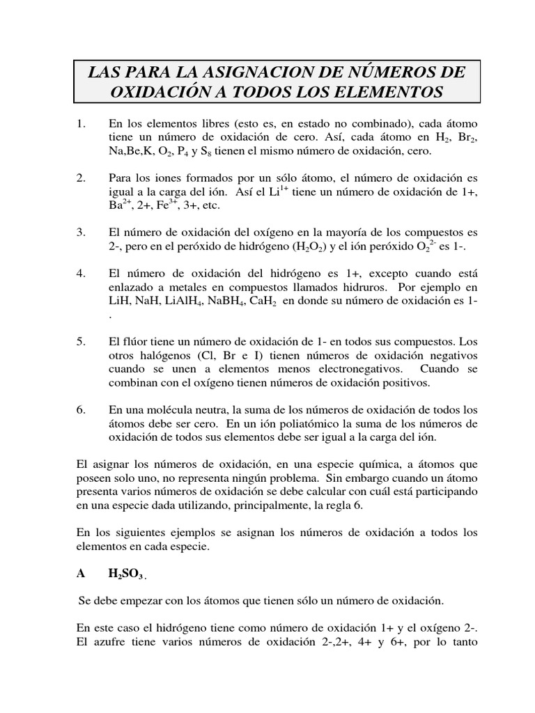(reglas_para_la_asignación_de_números_de_oxidación.).pdf Redox Hidrógeno