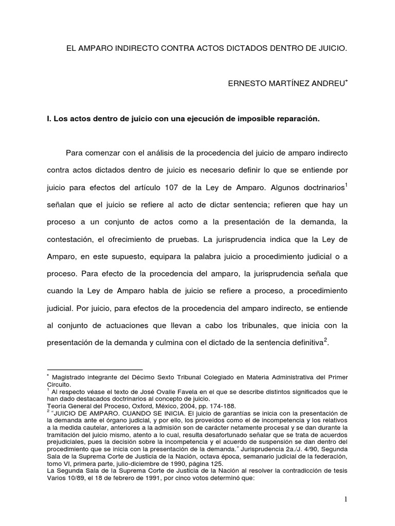 Amparo Indirecto en Juicios Judiciales | PDF | Caso de ley | Ley procesal