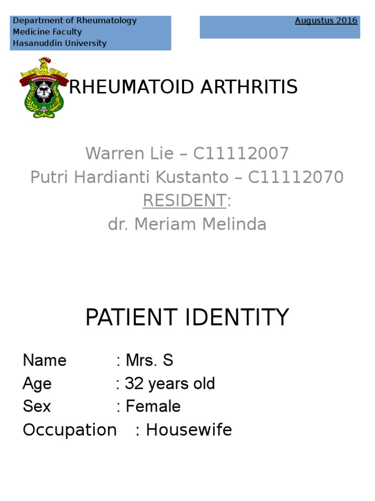 Rheumatoid Arthritis Case Report PDF Arthritis Rheumatoid Arthritis