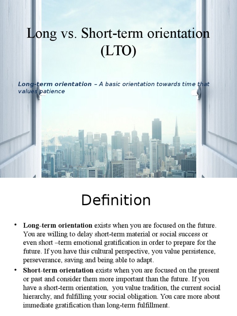Long vs. ShortTerm Orientation (LTO) PDF