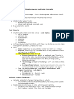 Summary of cost account definitions