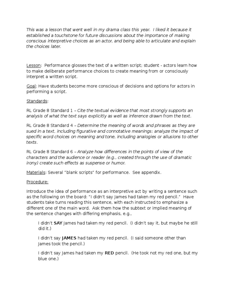 Blank Script - Lesson Plan | PDF