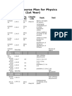 Summer Course Plan For Physics (1St Year) : Date No. Pg. No Chapte Rno Topic Test