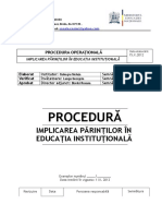 Procedură: Implicarea Părinţilor În Educaţia Instituţională