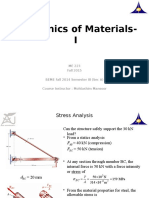 Mechanics of Materials-I: ME 223 Fall 2015 BEME Fall 2014 Semester III (Sec A) Course Instructor: Mohtashim Mansoor