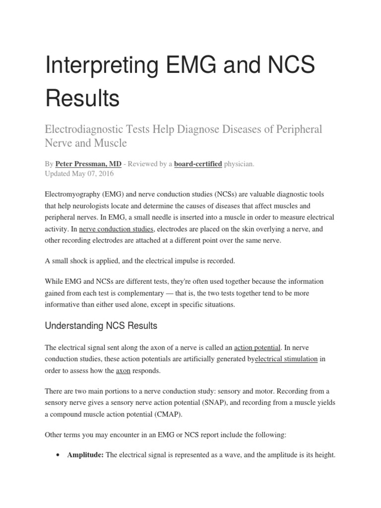 Interpreting EMG and NCS Results | PDF | Electromyography | Nerve