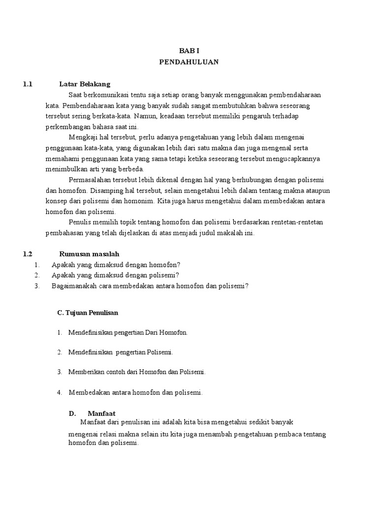 Contoh Makalah Homofon Dan Polisemi