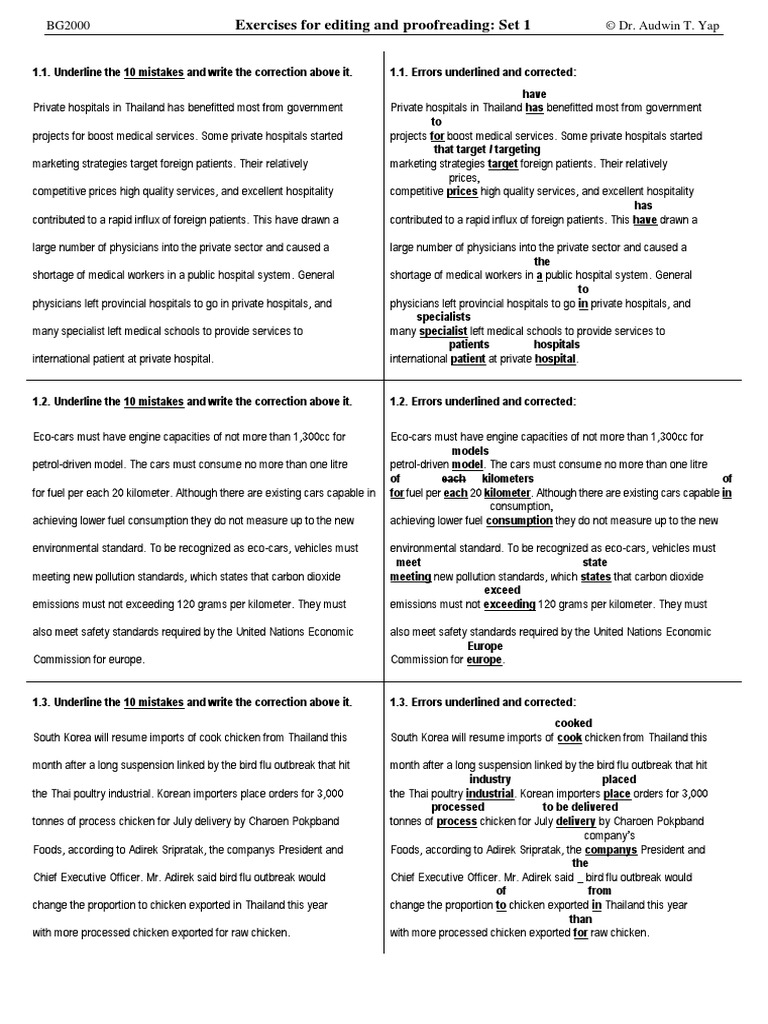 Exercises Editing+proofreading | PDF | Avian Influenza | Myanmar