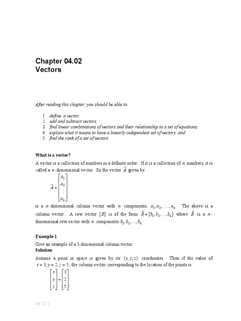 Vectors: After Reading This Chapter, You Should Be Able To | PDF ...