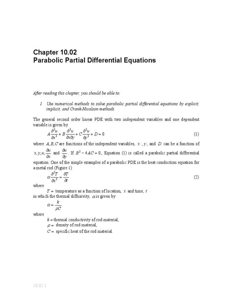 Solving Parabolic PDEs: Heat Equation | PDF | Partial Differential ...