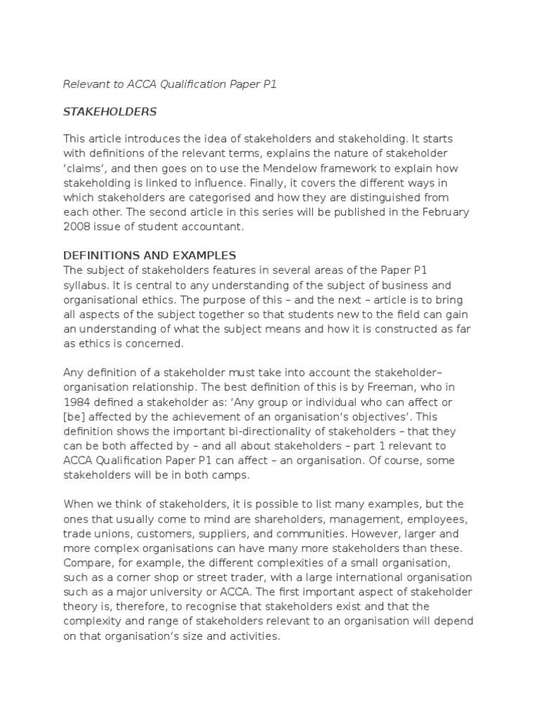 All About Stakeholders - Part 1 | PDF | Stakeholder (Corporate) | Business
