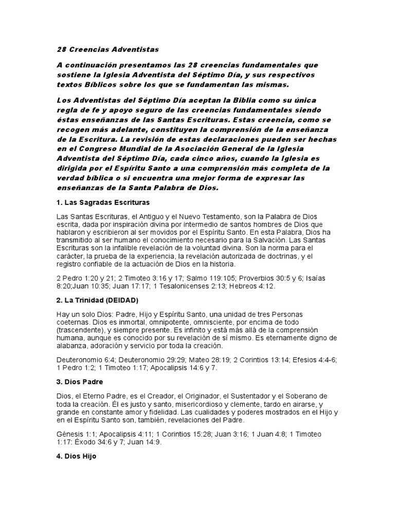28 Creencias de la Iglesia Adventista | PDF | Cristo (título) | eucaristía