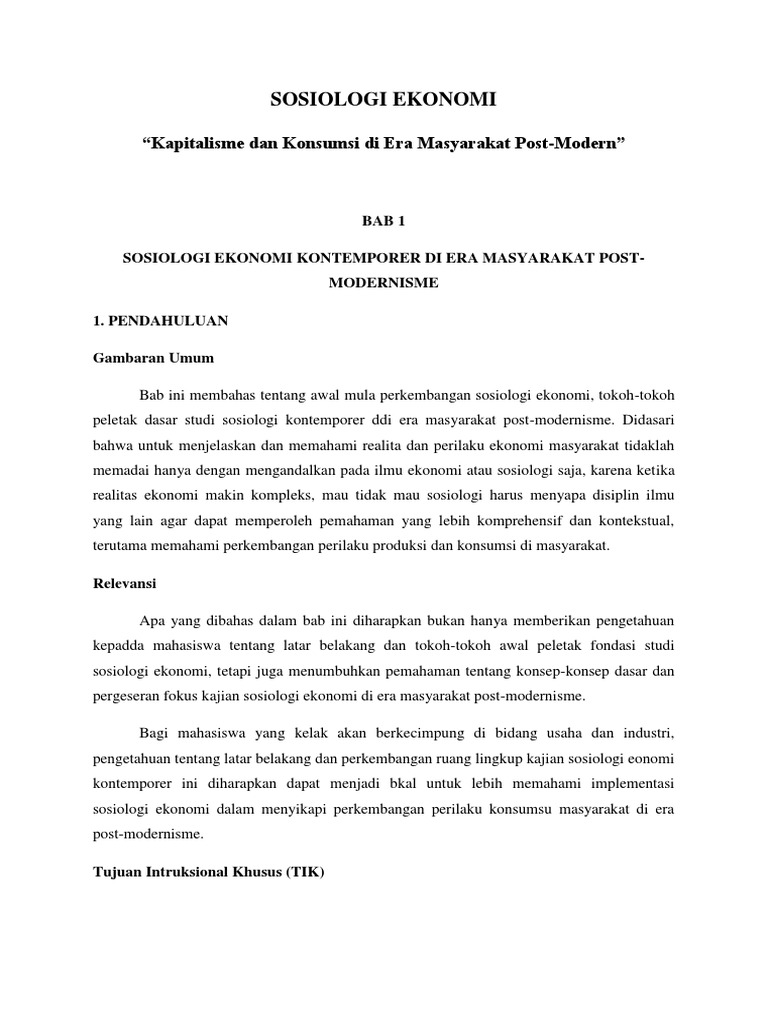 Sosiologi Ekonomi Bab 1 Pdf