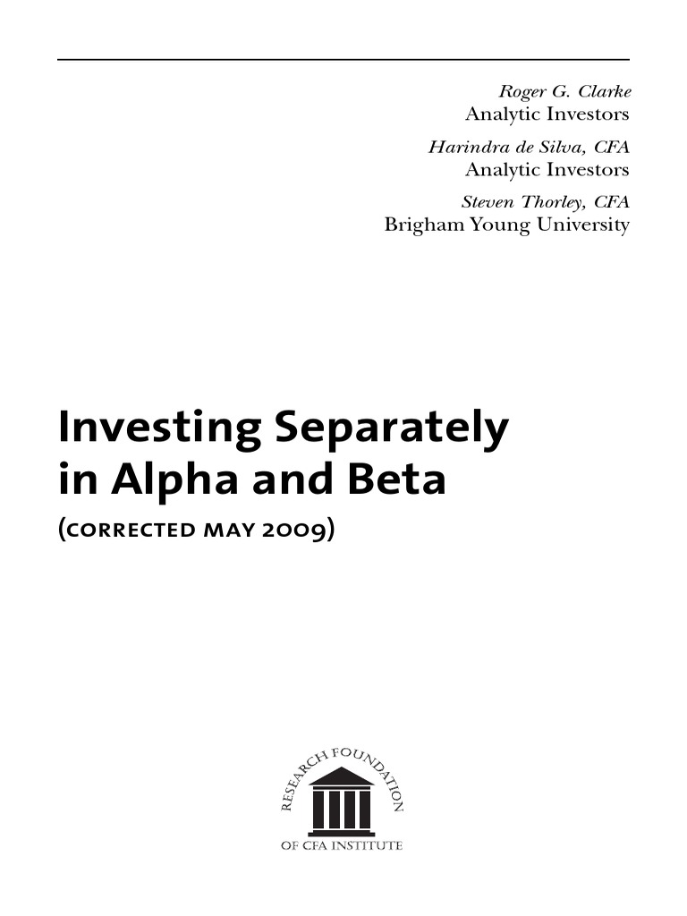 Aimr Investing Separately Alpha and Beta PDF PDF Beta (Finance
