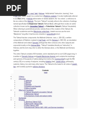 Definições Mishnah Talmud Jewish Behaviour And Experience - 