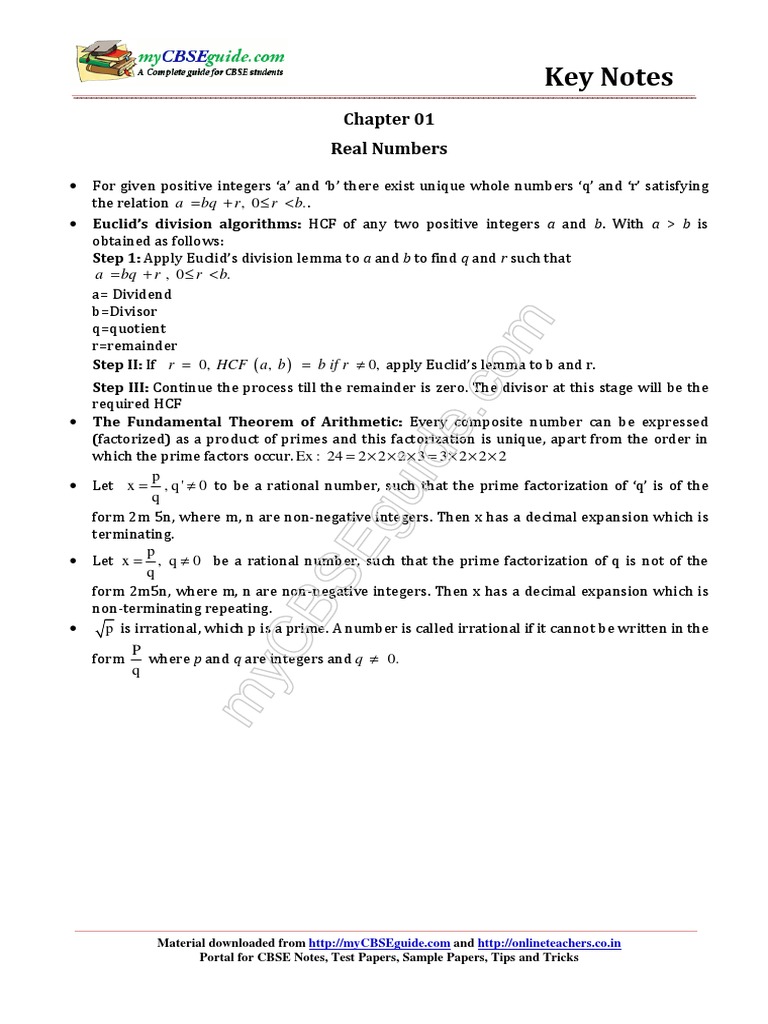 Understanding Real Numbers and HCF | PDF | Teaching Methods & Materials